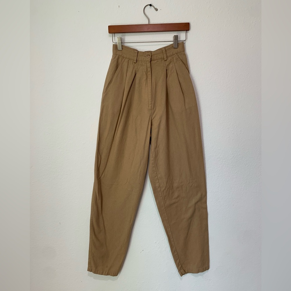 VINTAGE THE LIMITED High Waisted Pleated Barrel Pants - Camel Khaki